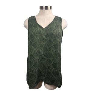 Evereve Braeve Black & Green Sleeveless V-Neck Top Size‎ Small